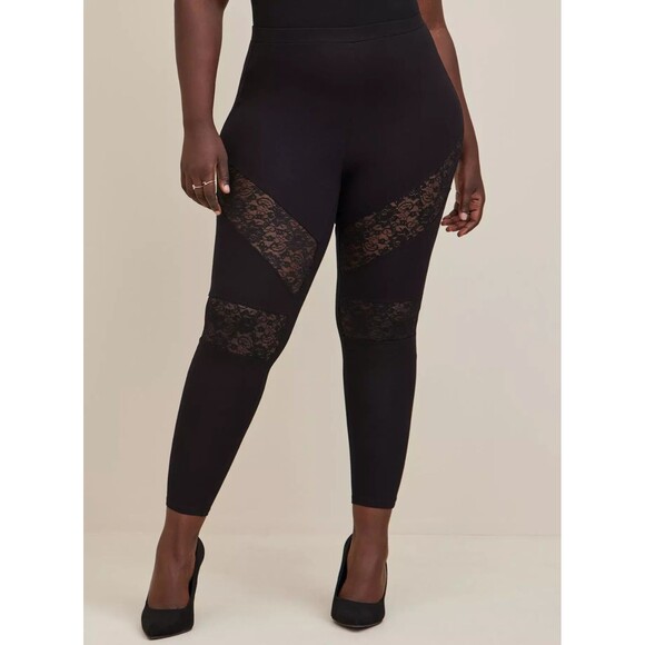 NWT Torrid Lace Inset Comfort Waist Black Leggings 5X 28 Plus - Picture 4 of 5